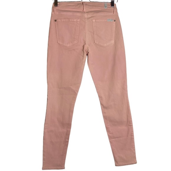 7FAM 7 For All Mankind Pale Baby Pink Salmon The Ankle Skinny Jeans 28 - Picture 2 of 16
